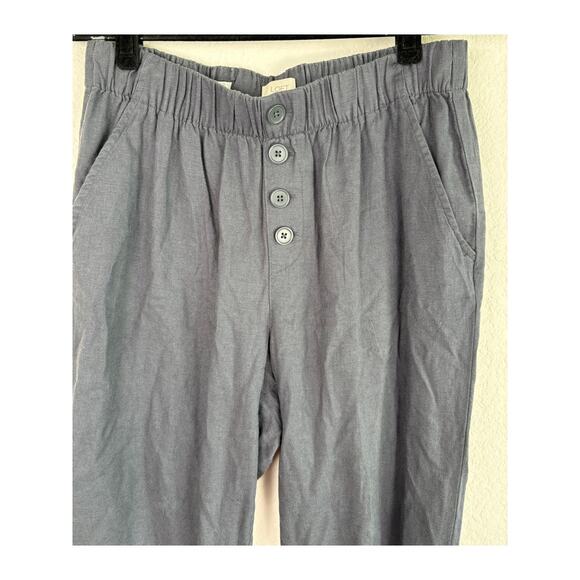 Ann Taylor Loft Gray Linen Pants Sz Med High Rise Elastic Waist Minimalist - Picture 4 of 13
